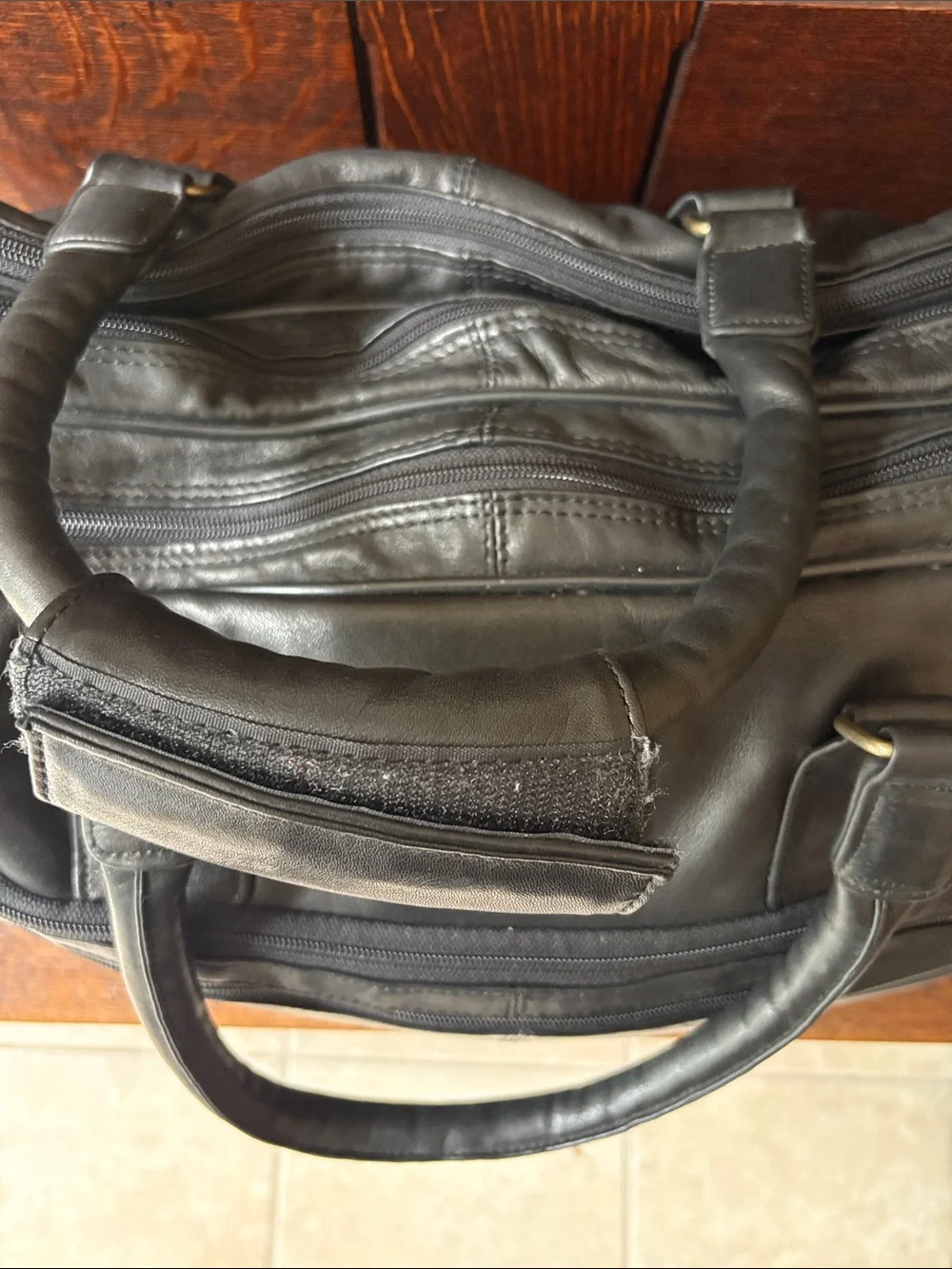 Carlo Amboldi Genuine Leather Black Duffel Bag for Travel, Gym, Work, Carryon